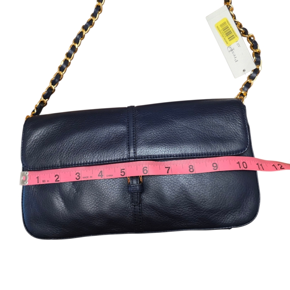 Preston & York Elegant Navy Blue Leather Shoulder Bag NWT - Picture 7 of 9